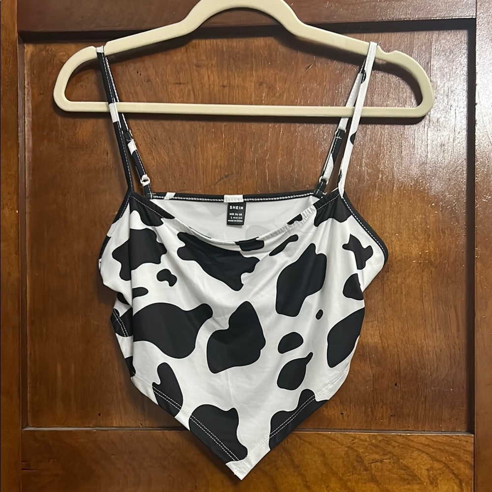 Black and White Cow Print Crop Top